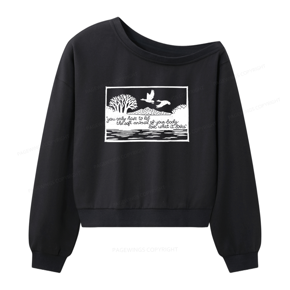 Pagewings Literary Poetry Women Off Shoulder Sweatshirt