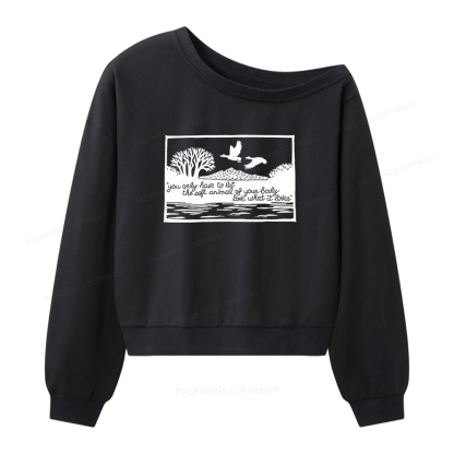 Pagewings Literary Poetry Women Off Shoulder Sweatshirt