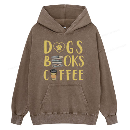 Pagewing Dogs, Books, Coffee Unisex Washed Hoodie