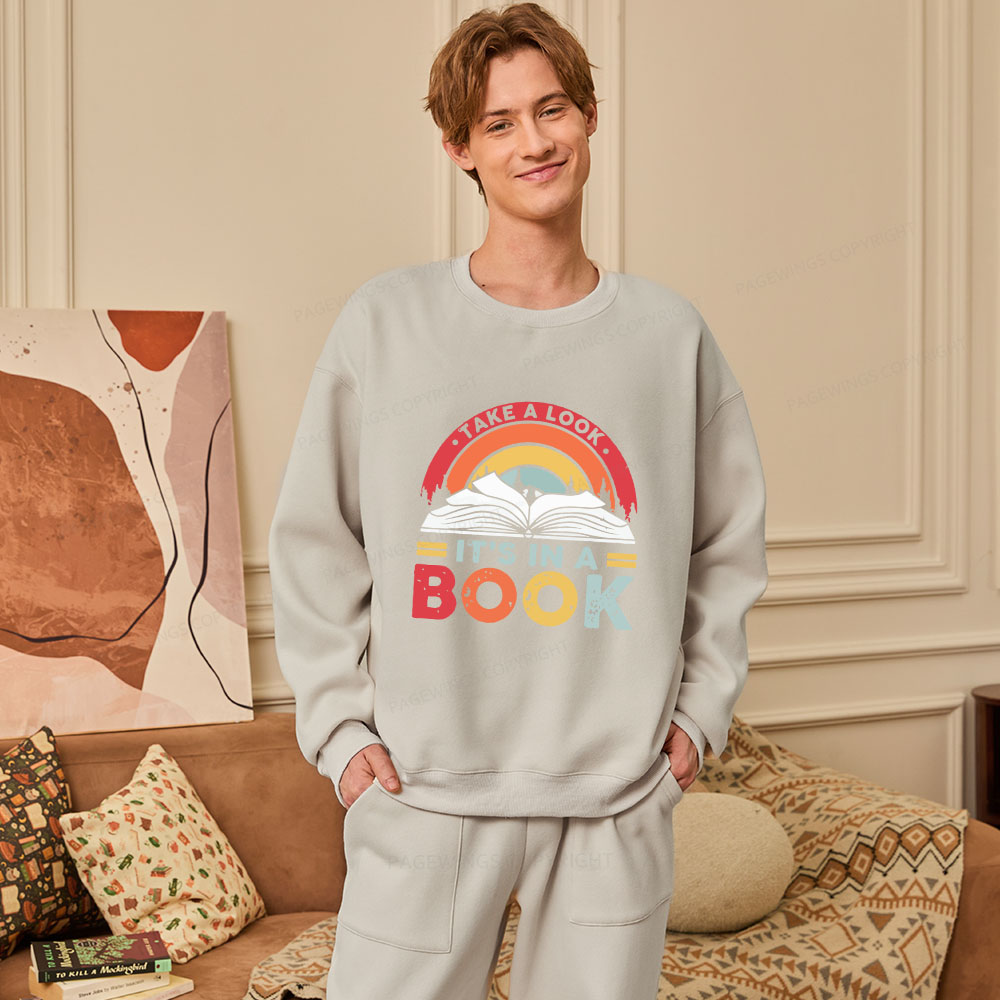 Pagewings Take A Look It's In A Book Unisex Fleece Sweatshirt Set 