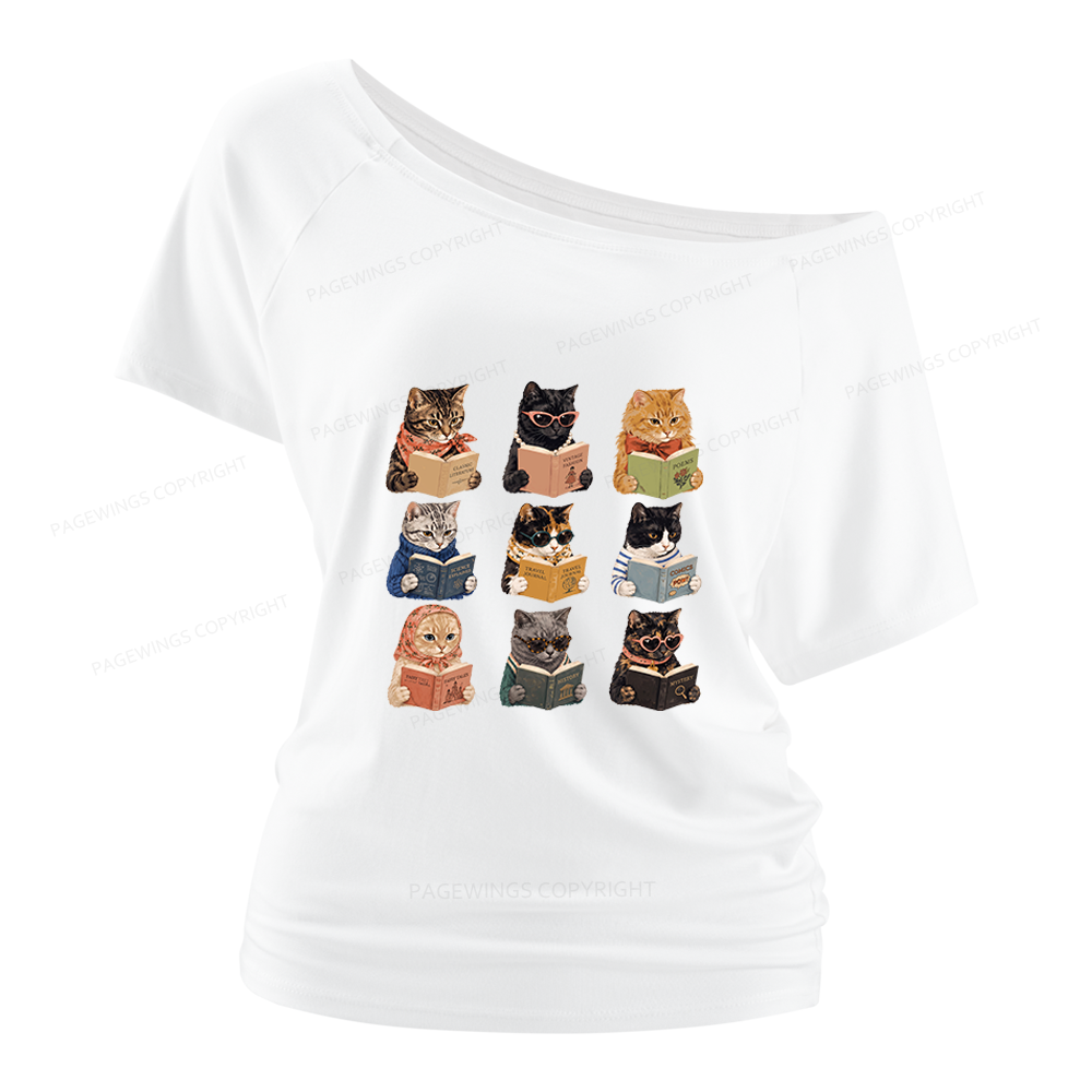 Pagewings Fashion Book Lover Women Off Shoulder T-shirts
