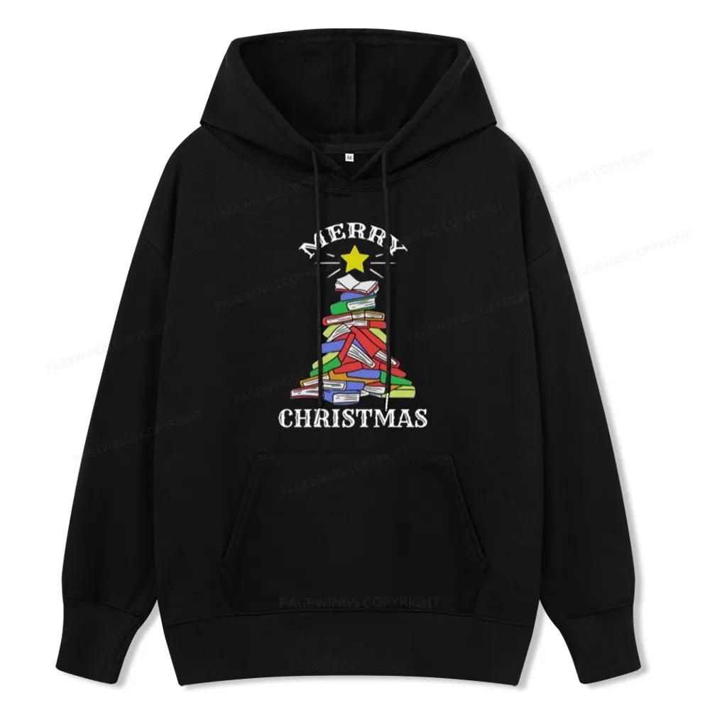 Pagewings Merry Christmas Book Tree Unisex Classic Hoodie