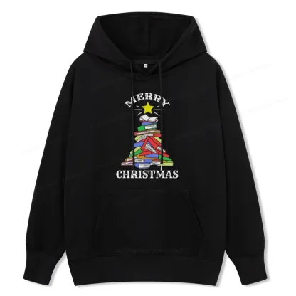 Pagewings Merry Christmas Book Tree Unisex Classic Hoodie