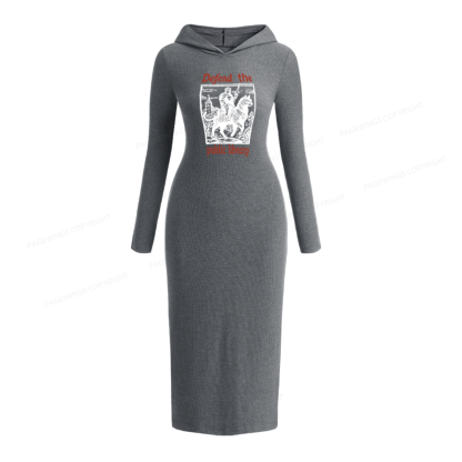 Pagewings Defend the Public Library Hooded Knit Dress