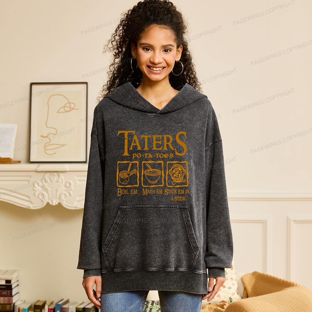 Pagewings Taters PoTaToes Unisex Washed Hoodie