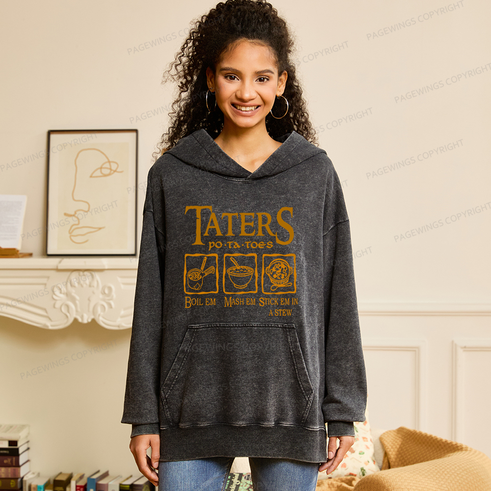 Pagewings Taters PoTaToes Unisex Washed Hoodie