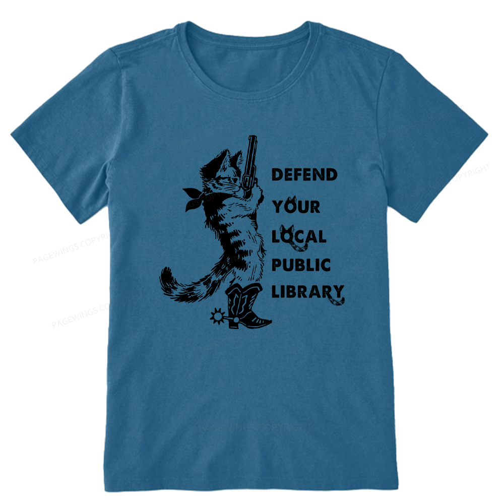 Pagewings Cat Defend Your Local Public Library Unisex Classic T-shirt