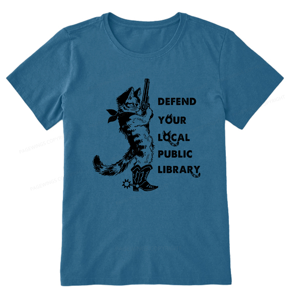 Pagewings Cat Defend Your Local Public Library Unisex Classic T-shirt