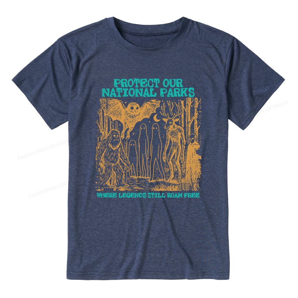 Pagewings Protect Our Parks Vintage Camping Unisex Heather T-Shirt