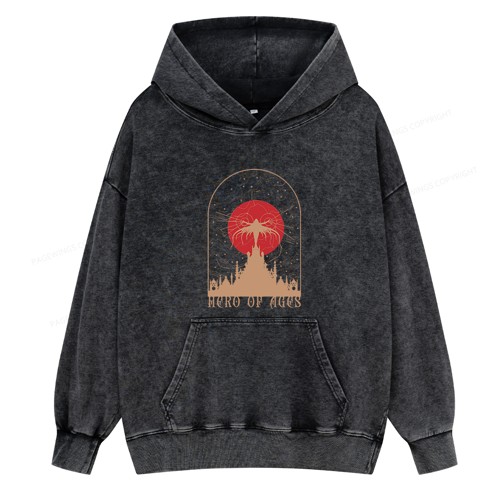 Pagewings Mist Bookish Unisex Washed Hoodie