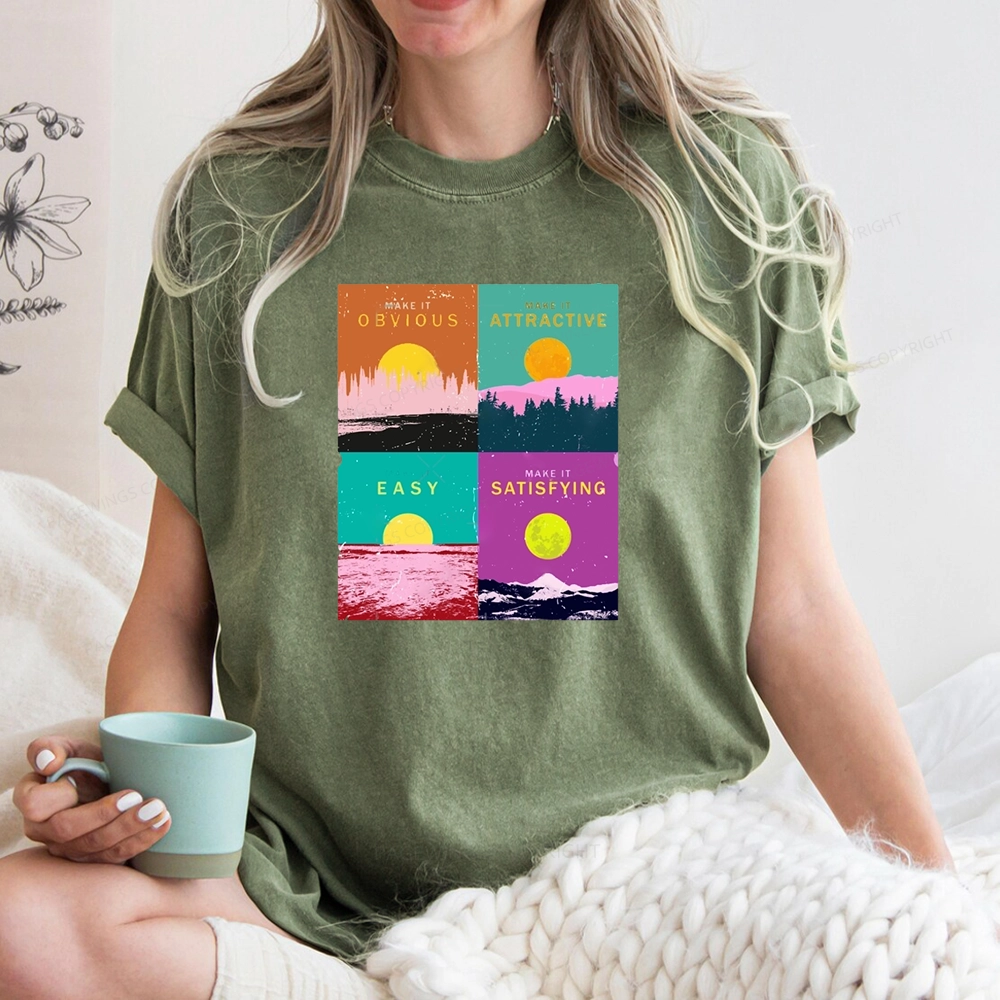 Pagewings Modern Art Atomic Habits Unisex Washed T-shirt