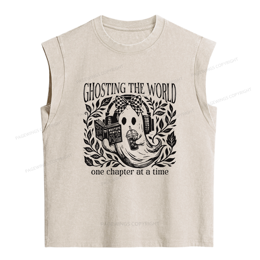 Pagewings Ghost Reading Women's Washed Tank Top