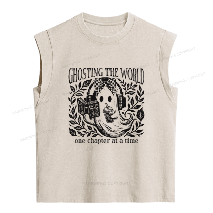 Pagewings Ghost Reading Women's Washed Tank Top