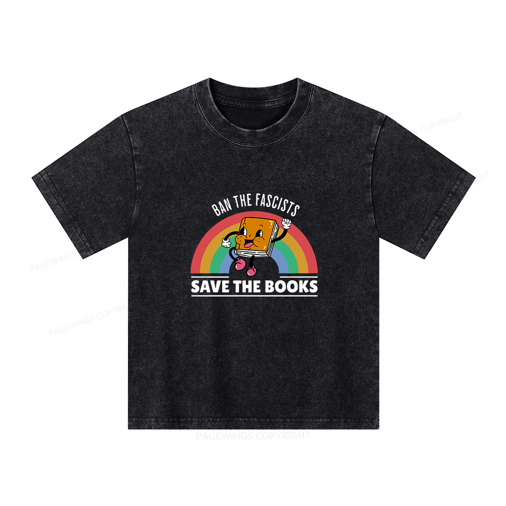 Pagewings Ban The Fascists Save The Books Shirt Unisex Kids Washed T-shirt