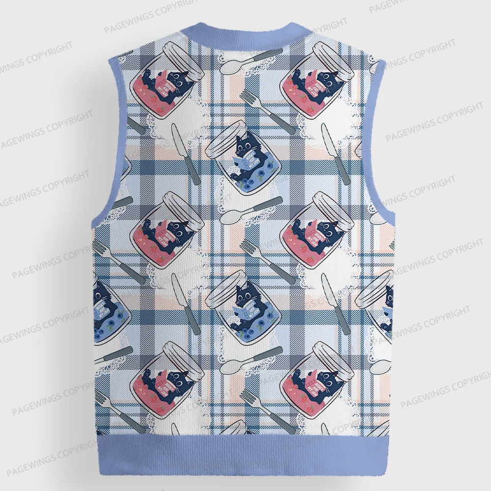 Pagewings Books Are My Jam Unisex V-Neck Ugly Knit Vest