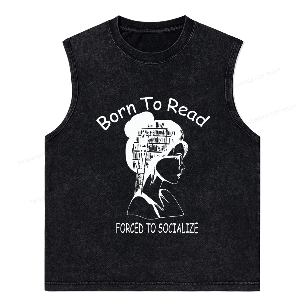 Pagewings Born To Read Unisex Washed Tank Top