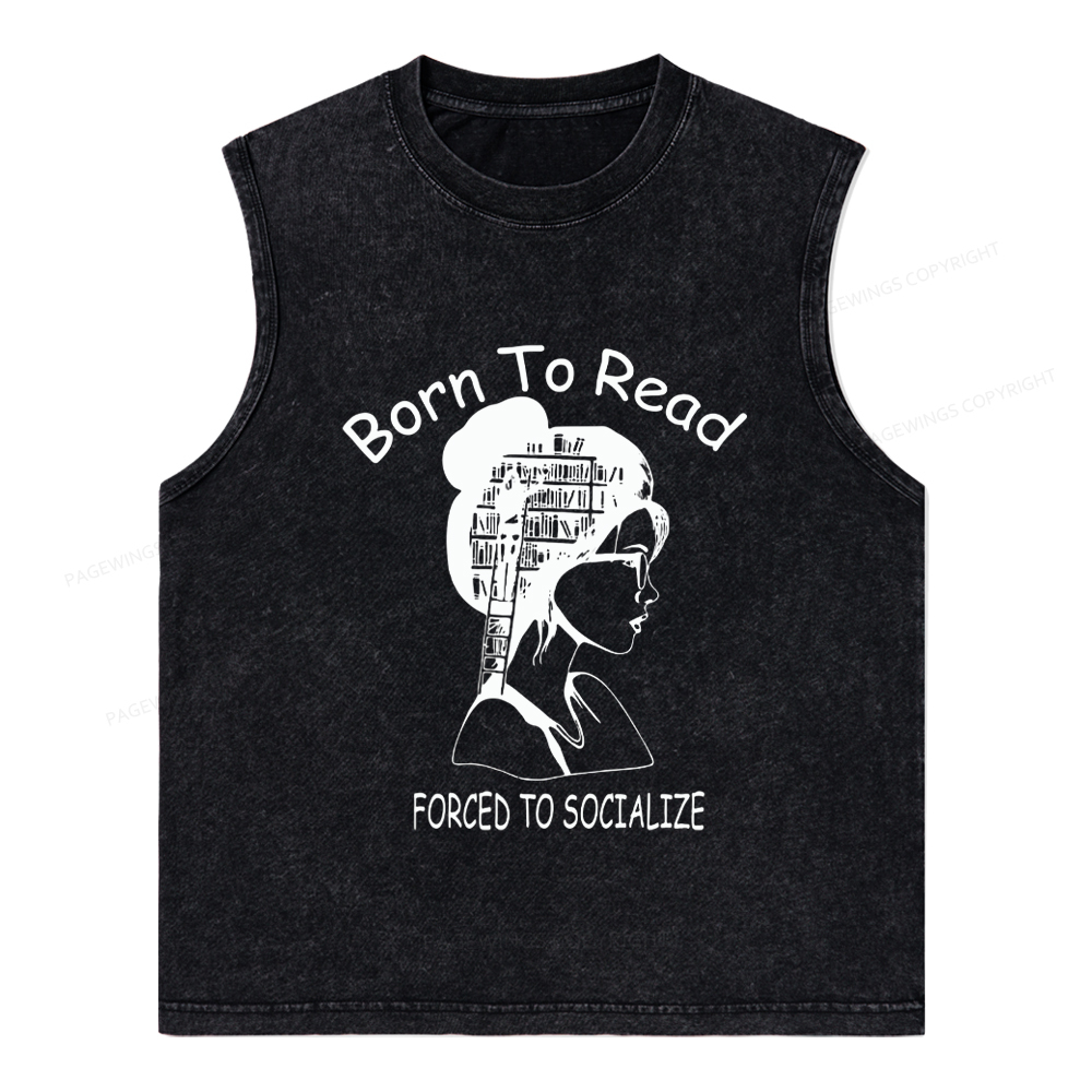 Pagewings Born To Read Unisex Washed Tank Top