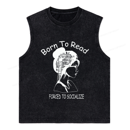 Pagewings Born To Read Unisex Washed Tank Top