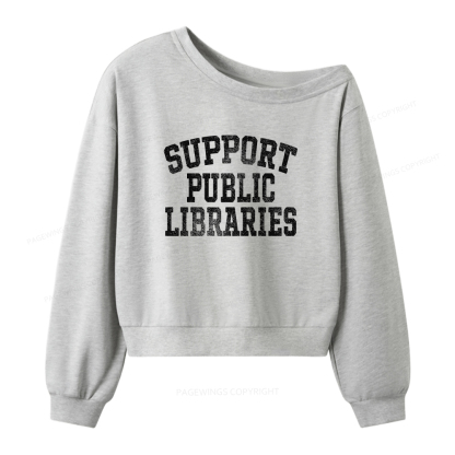 Pagewings Support Public Libraries Women Off Shoulder Sweatshirt