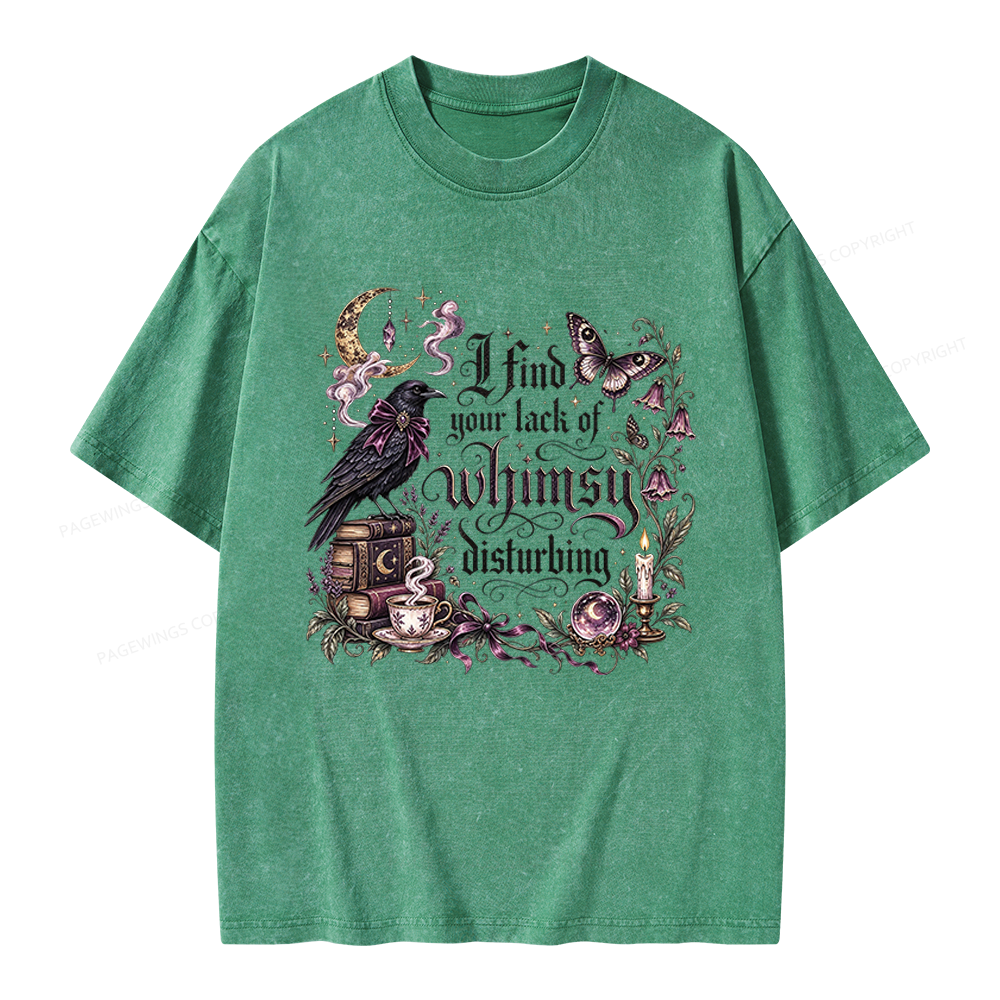 Pagewings Book I Find Your Lack of Whimsy Disturbing Unisex Washed T-shirt