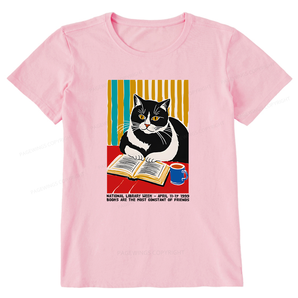 Pagewings Ational Library Week Cat Poster Unisex Classic T-shirt