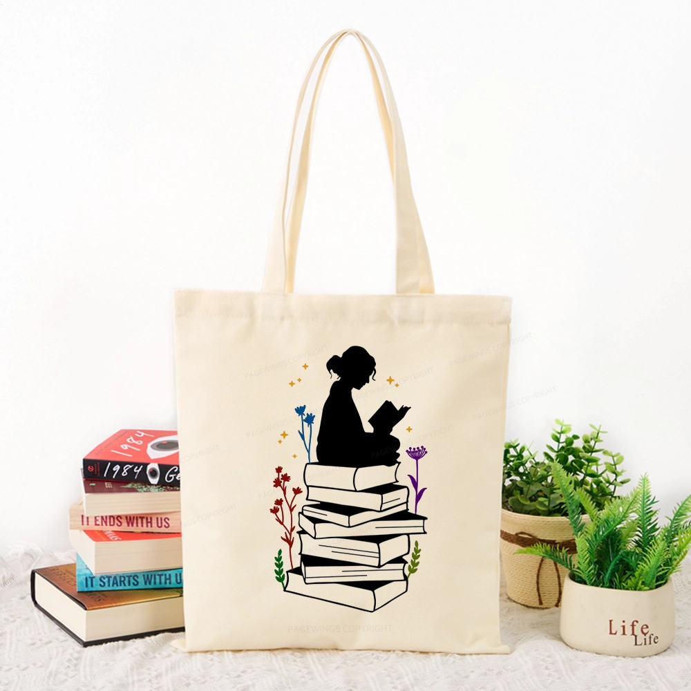 Pagewings Girl Reading Tote Bag