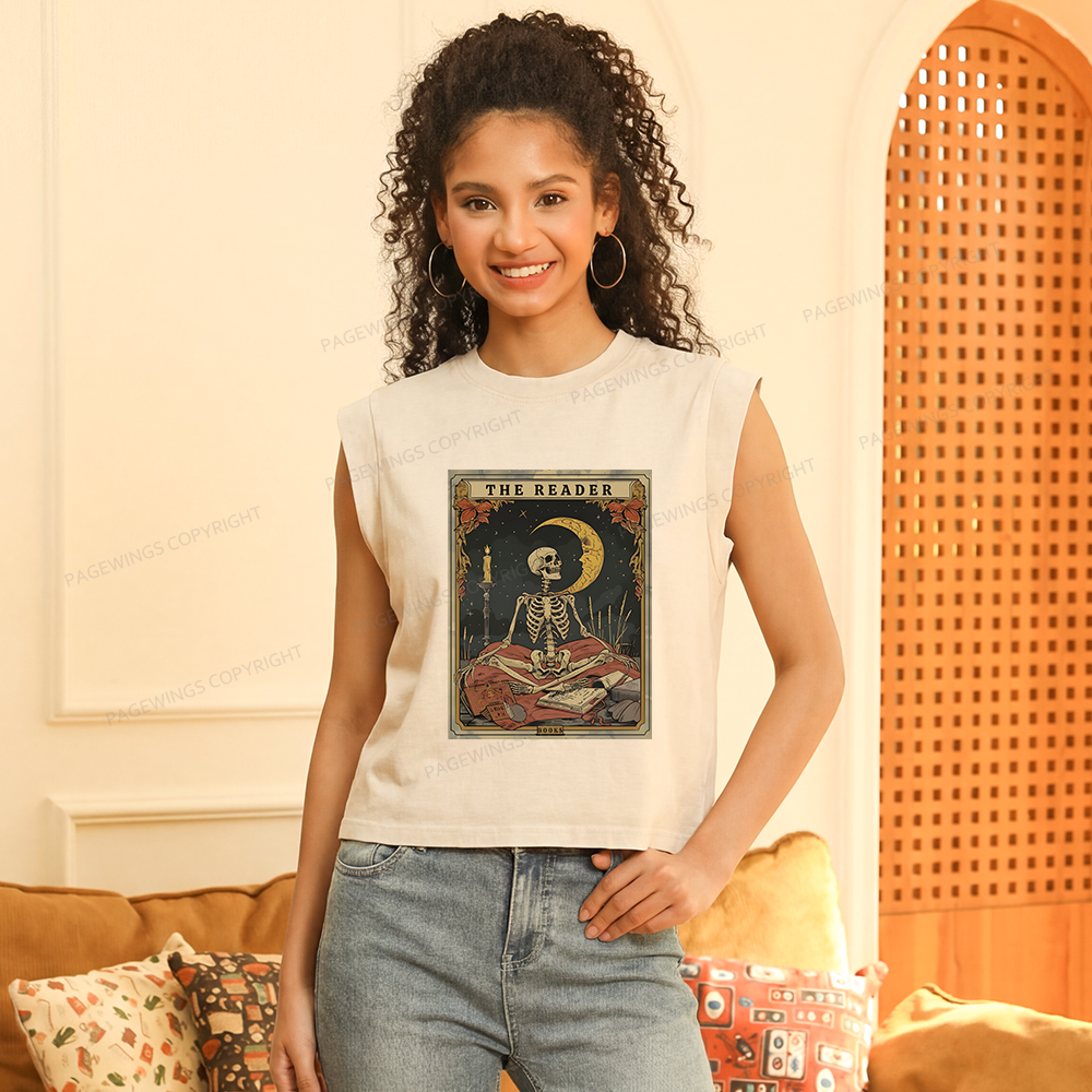 Pagewings The Reader Tarot Card Women's Washed Tank Top