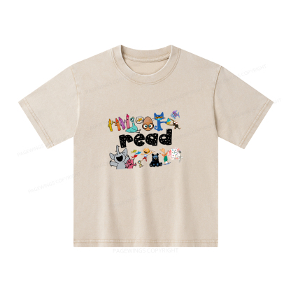 Pagewings Reading Bookish Unisex Kids Washed T-shirt