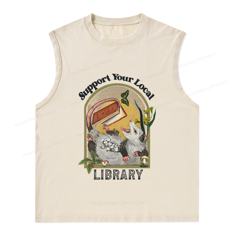 Pagewings Library Readers Make Leaders Jersey Short Sleeve Unisex Washed Tank Top