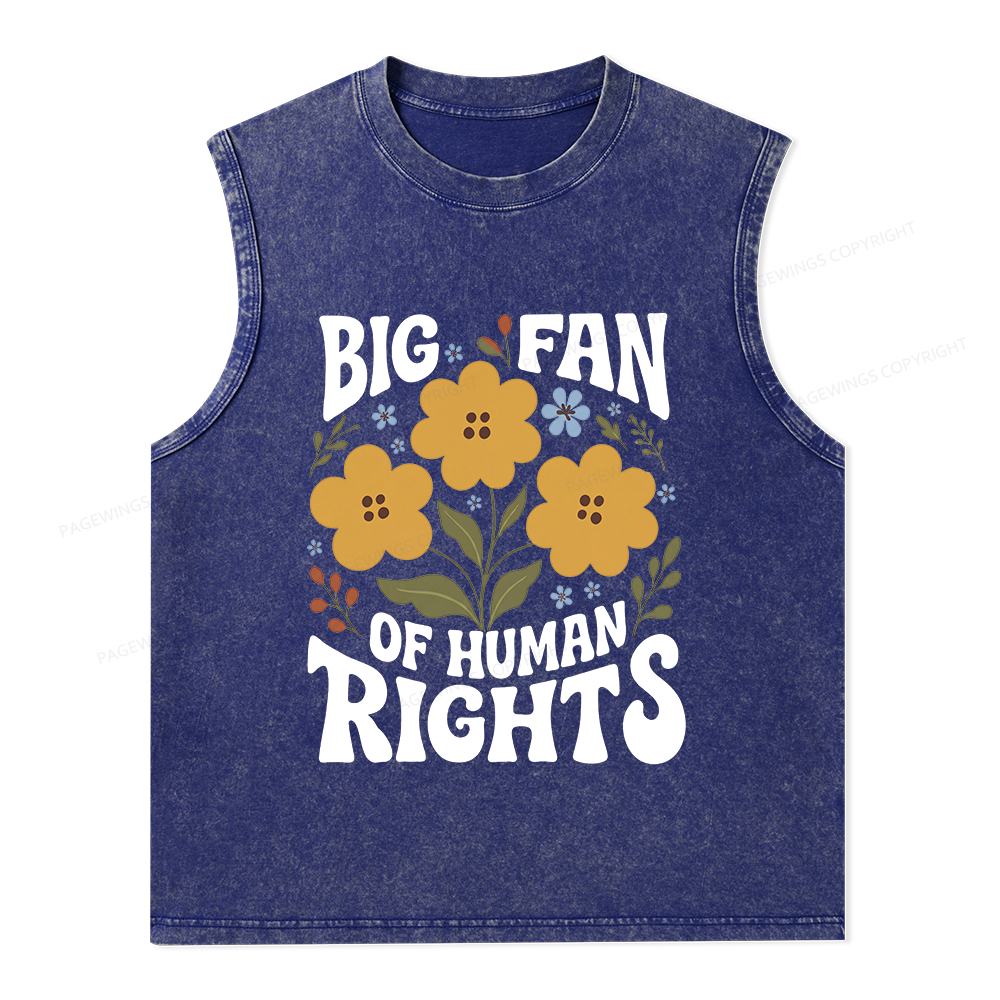 Pagewings Big Fan of Human Rights Unisex Washed Tank Top