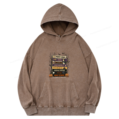 Pagewings Vintage Halloween Unisex Washed Hoodie