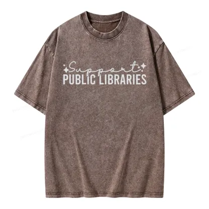 Pagewings Public Libraries Unisex Washed T-shirt