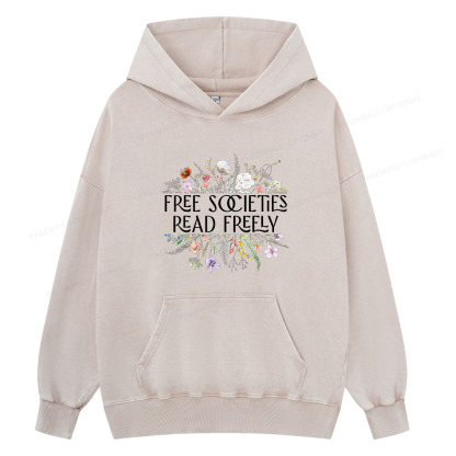 Pagewing Free Societies Read Freely Unisex Washed Hoodie