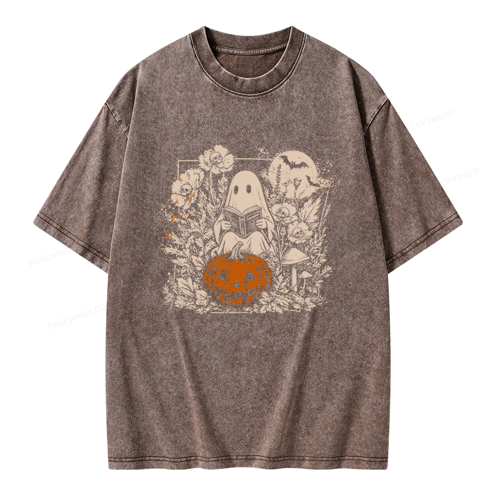 Pagewings Halloween Fall Ghost Unisex Washed T-shirt