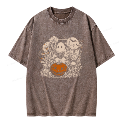 Pagewings Halloween Fall Ghost Unisex Washed T-shirt