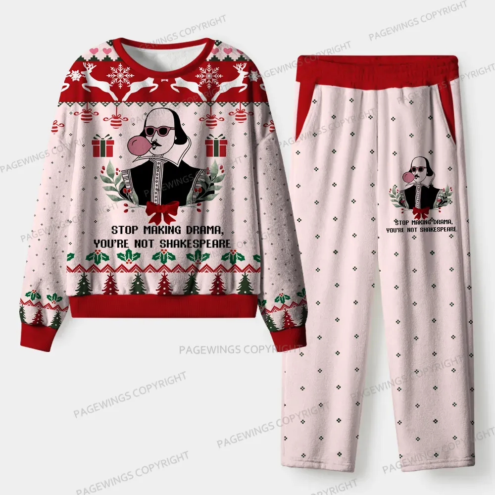 Pagewings Christmas Book Dragon Unisex Flannel Pajama Set