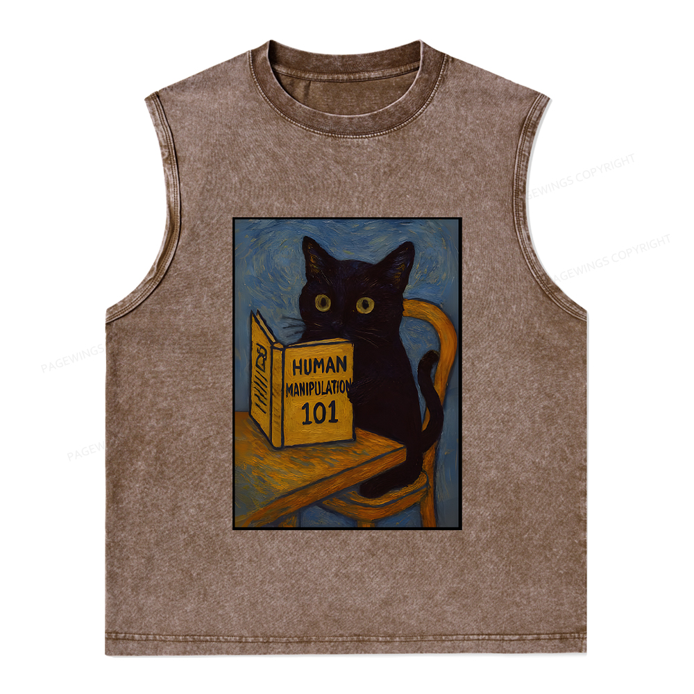 Pagewings Funny Cat Unisex Washed Tank Top