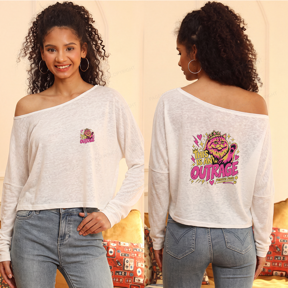 Pagewings This Is An Outrage Slouchy Long Sleeve Off Shoulder T-shirt