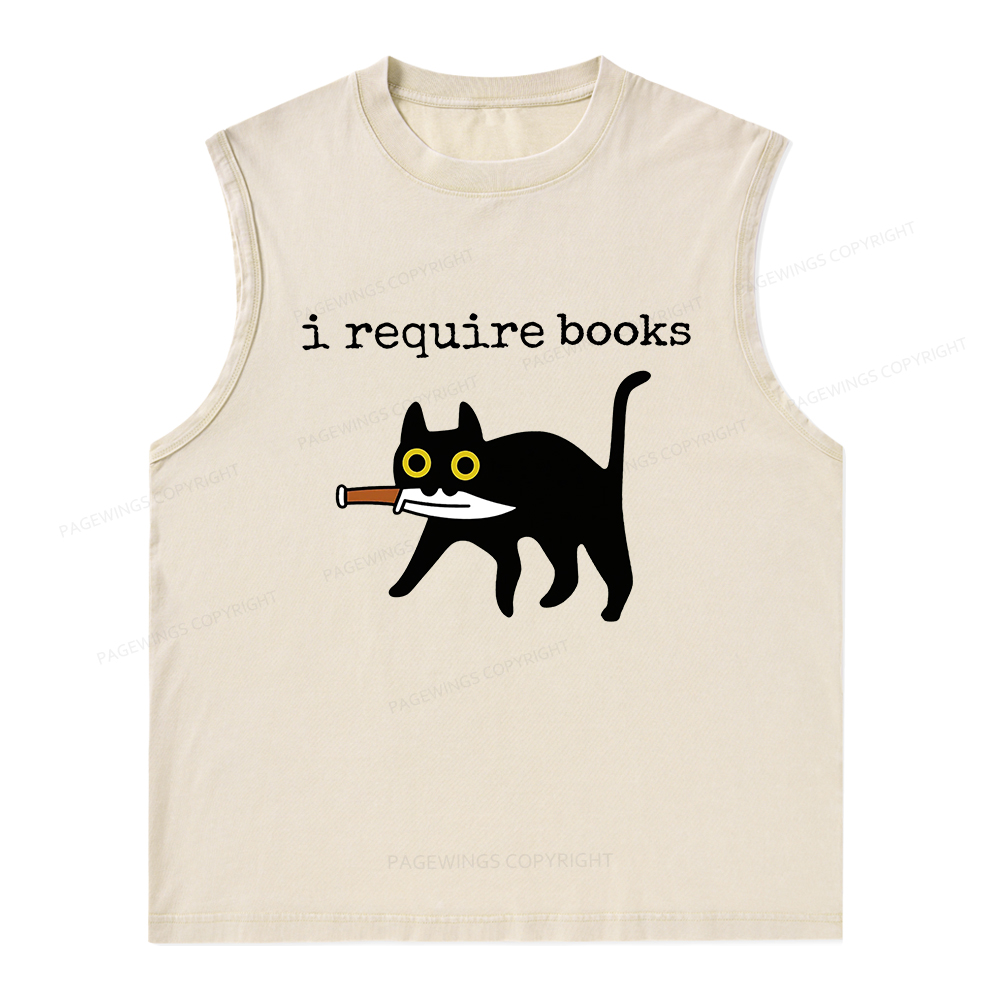 Pagewings I Require Books Unisex Washed Tank Top