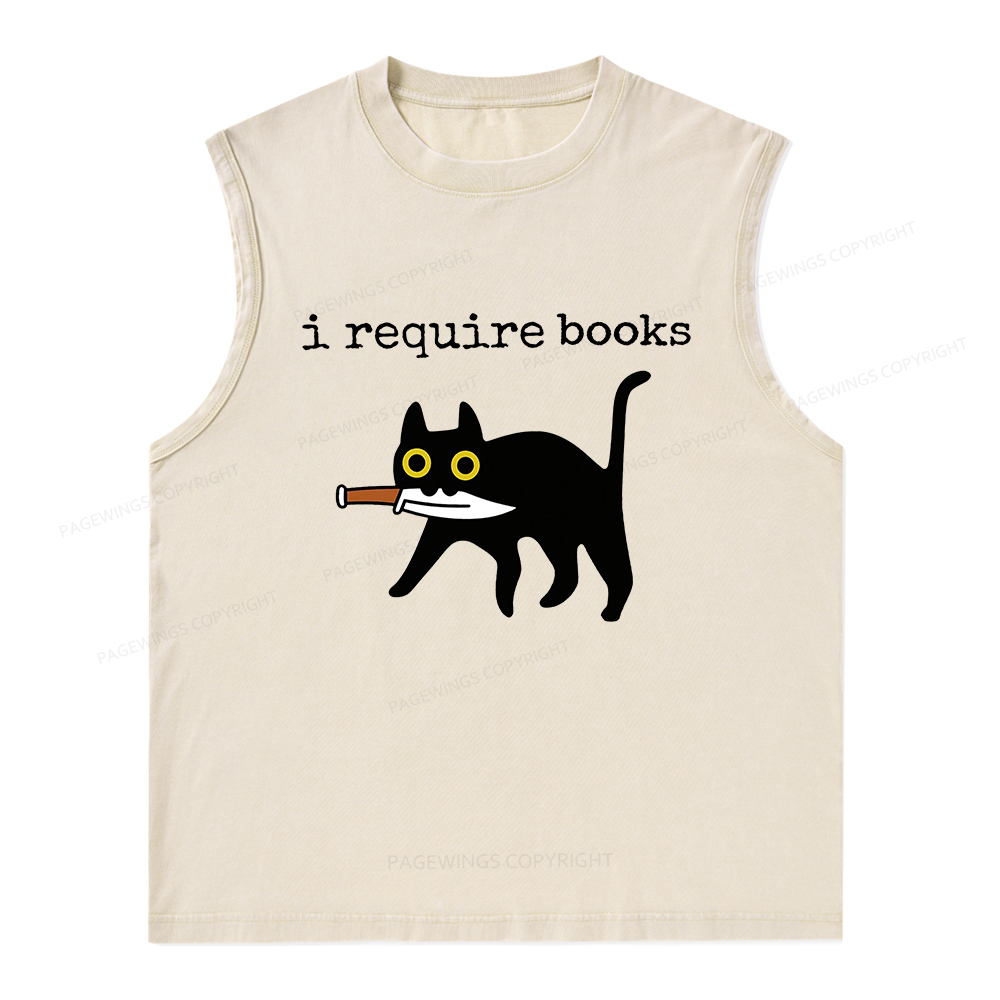 Pagewings I Require Books Unisex Washed Tank Top