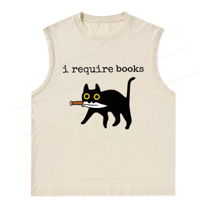 Pagewings I Require Books Unisex Washed Tank Top