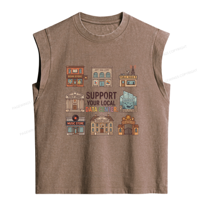 Pagewings Support Your Local Data Center Women's Washed Tank Top