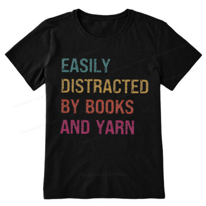 Pagewing Easily Distracted By Books And Yarn Unisex Classic T-shirt