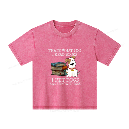 Pagewings What I Do I Read Books Pet Dogs Unisex Kids Washed T-shirt