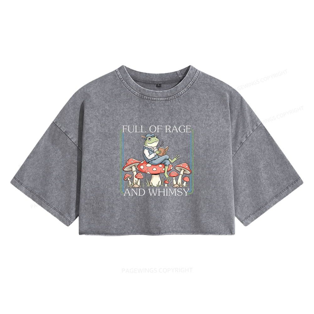 Pagewings Full Of Rage and Whimsy Women's Washed Cropped T-shirt