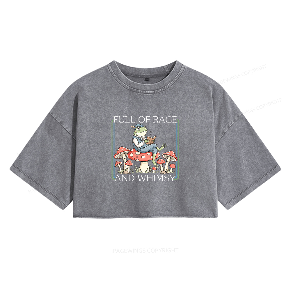 Pagewings Full Of Rage and Whimsy Women's Washed Cropped T-shirt