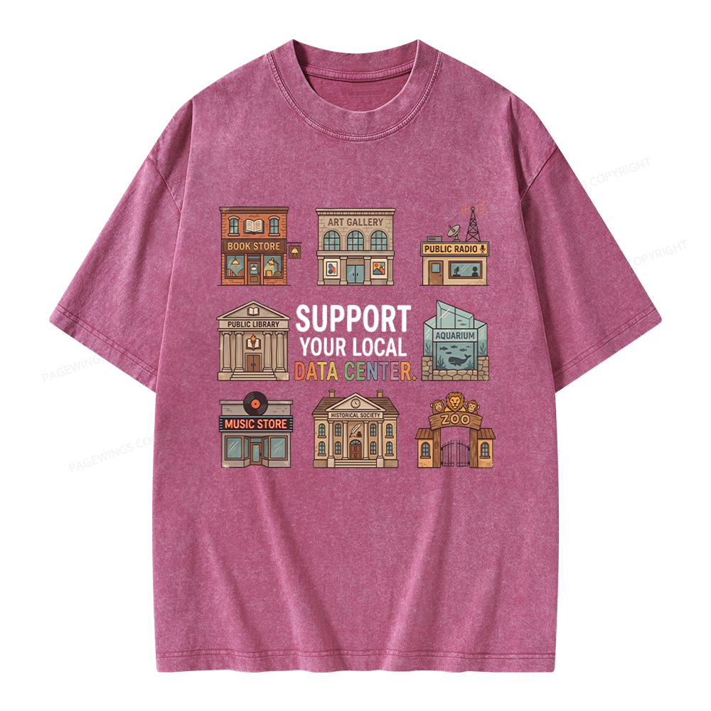 Pagewings Support Your Local Data Center Unisex Washed T-shirt