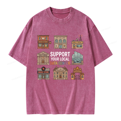 Pagewings Support Your Local Data Center Unisex Washed T-shirt