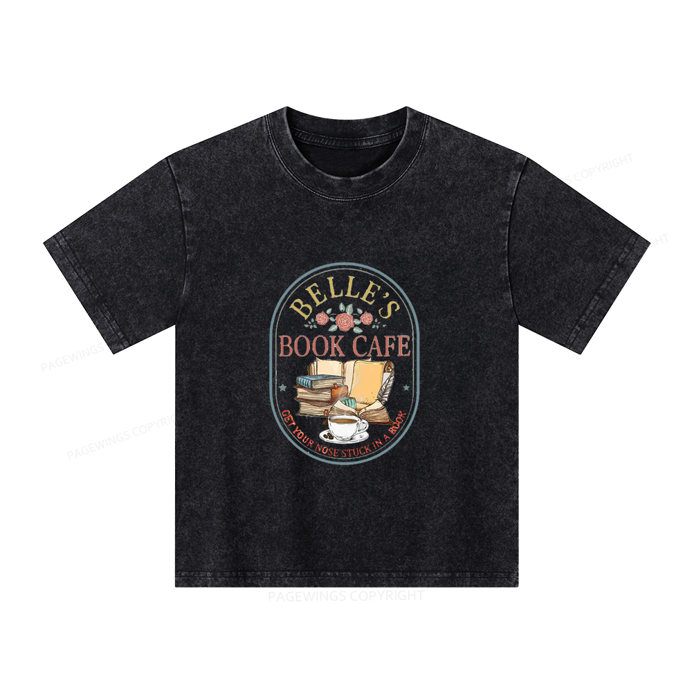 Pagewings Belles Book Cafe Unisex Kids Washed T-shirt