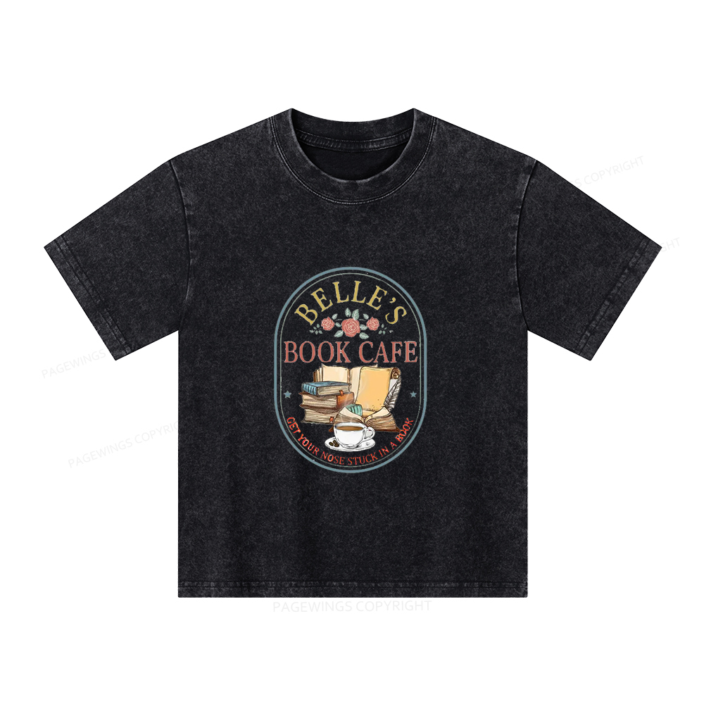 Pagewings Belles Book Cafe Unisex Kids Washed T-shirt